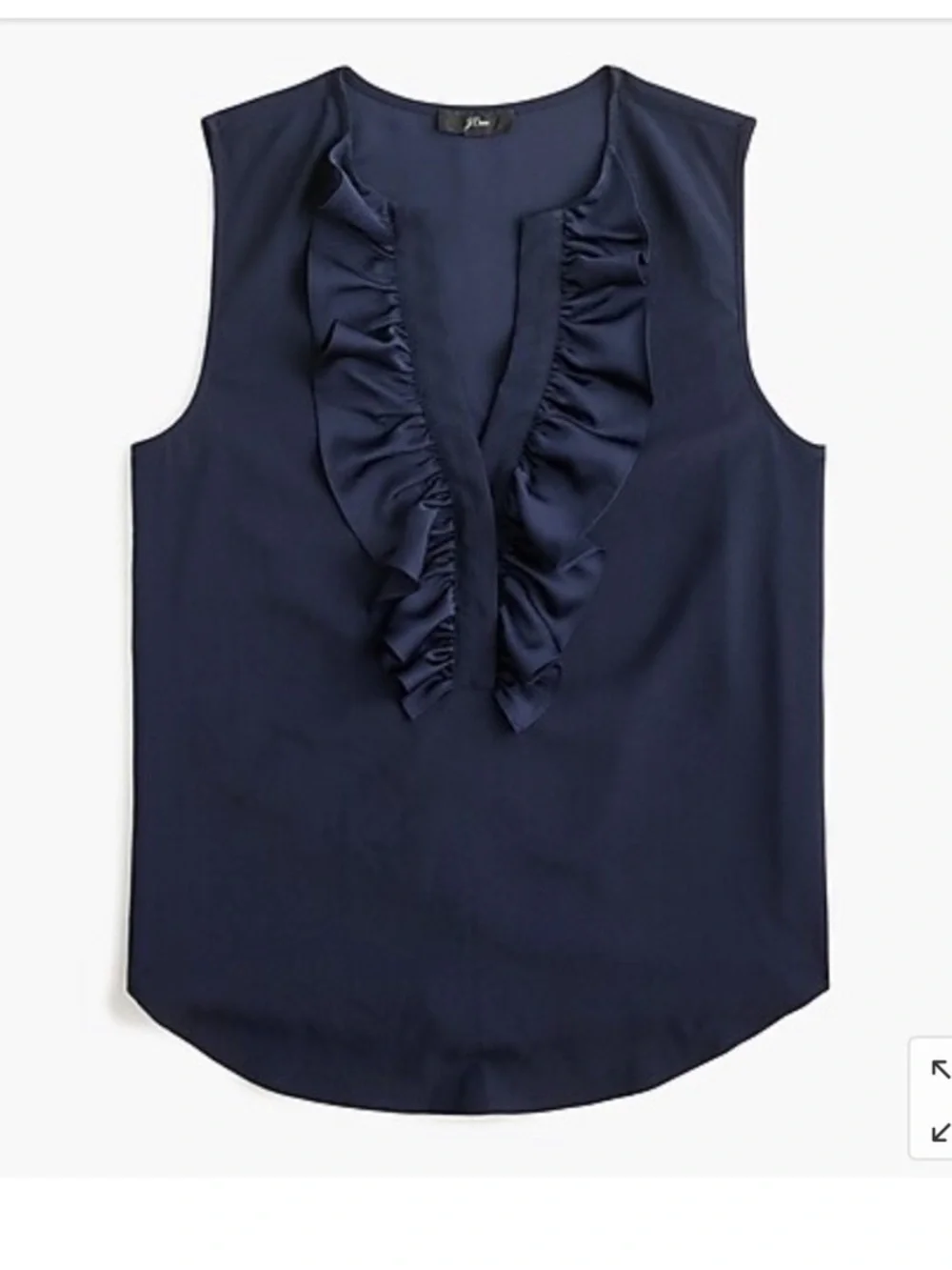 J. Crew Navy Ruffle Front Blouse